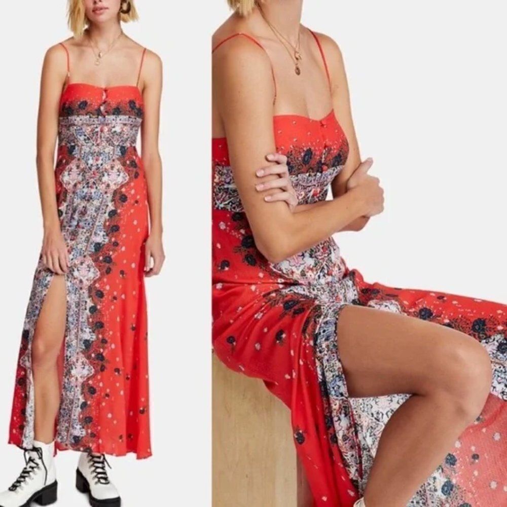 Free People Morning Song Print Maxi Dress Size Xs